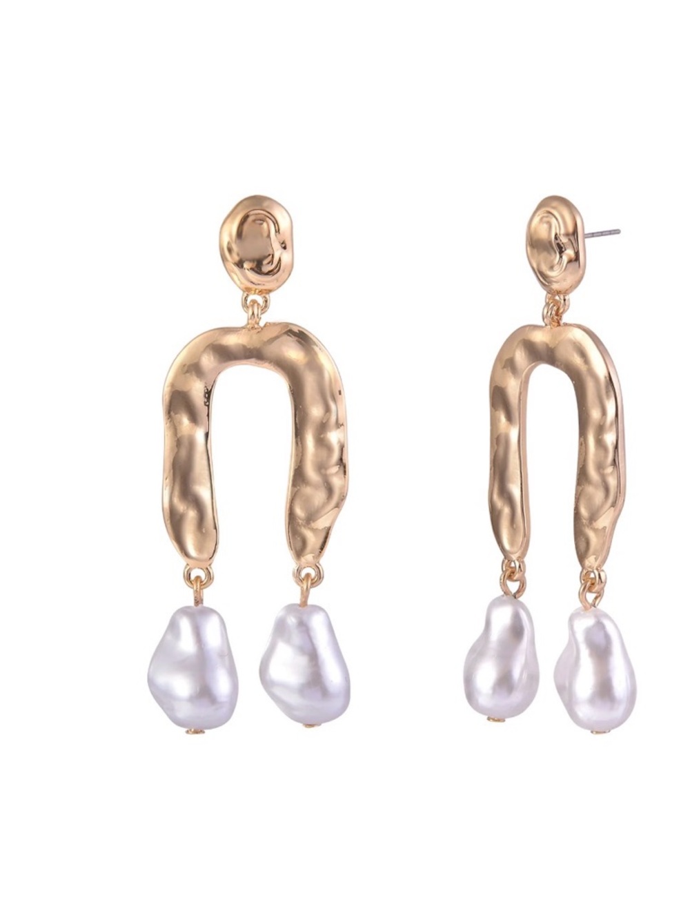 Time and Tru Gold Hammered Metal Acrylic Earrings